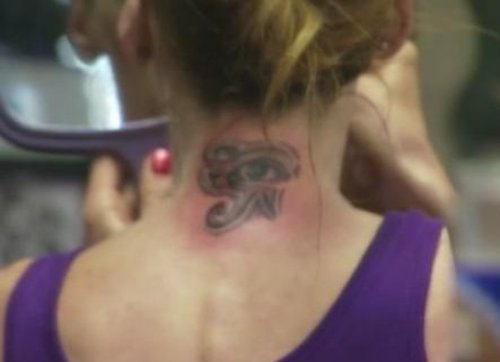 Horus Eye Tattoo On Girl Nape